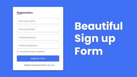 sign   registration form template  html  css youtube