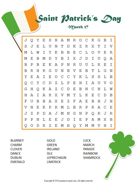 print    saint patricks day word search  great classroom