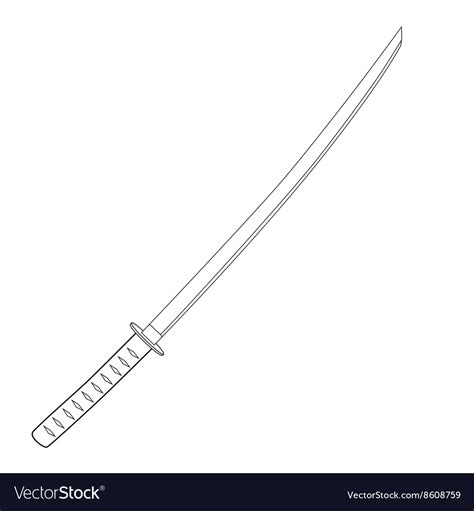 katana sword outline royalty  vector image