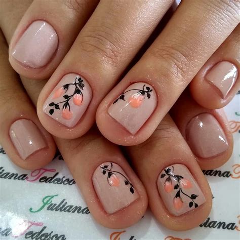 pin  emily lathrop putt  short nails floral nails flower nails