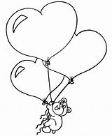 Coloring Heart Pages Valentine Balloons Kids sketch template