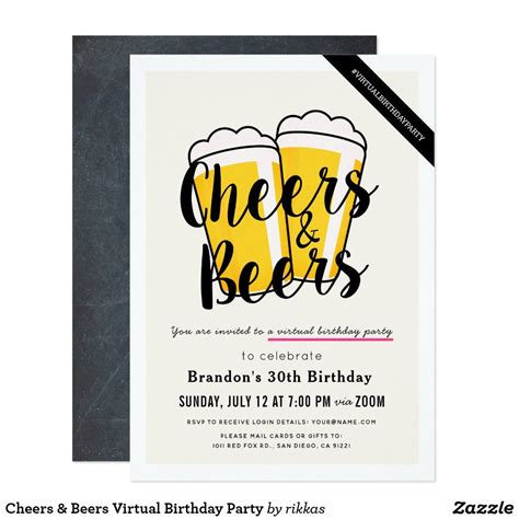 cheers and beers virtual birthday party invitation zazzle