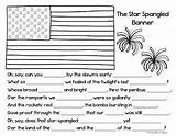 Spangled Banner Star Coloring Activity Poster Color Cloze National Music Worksheets Birthday Light Anthem Mchenry School Fort Kindergarten Learning Classroom sketch template