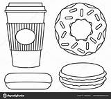 Donut Kleurplaat Eten Koffie Lijnkunst Witte Iced Dunkins Kleuren Koffiekop Doughnut Downloaden Ogen sketch template