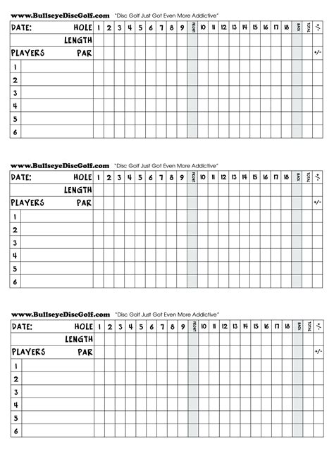 printable blank golf scorecard template printable templates