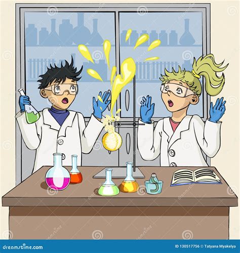 students conduct  chemical experiment  experiment failed stock