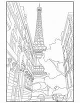 Coloring Paris Pages France French Printable Drawing Greek Adult Eiffel Color Colouring Tower Travel Numbers Adults Print Architecture Vase Fries sketch template