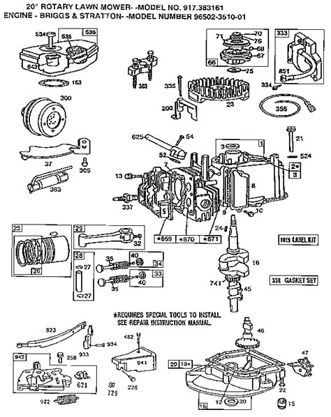 engine diagram parts list  model  craftsman parts walk  lawn mower parts