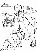 Trex Dinosauriers Kleuren Kleurplaten Vechtende Triceratop Bestappsforkids Kidscolouringpages sketch template