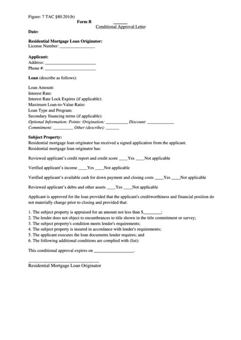 conditional approval letter template mortgage loan printable