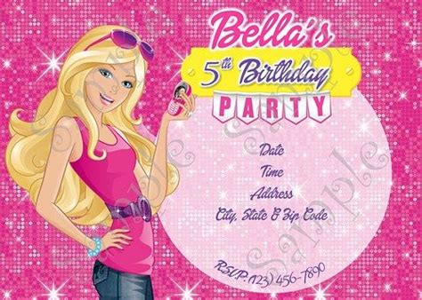 barbie birthday party invitation free thank you card