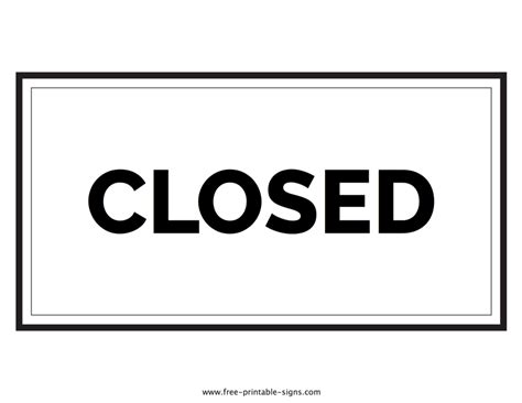 printable closed sign  printable signs