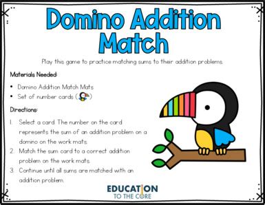 kinder file folder game domino addition match education   core premium