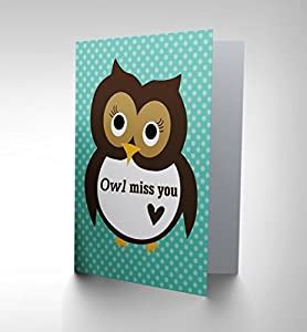 amazoncom cartoon owl   cute fun art  greeting card