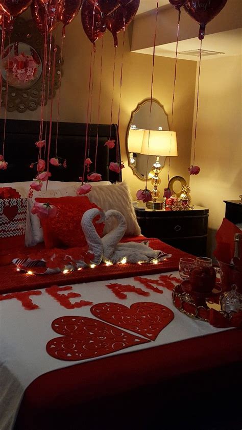 Valentine S Day Decorations On A Bed In A Bedroom