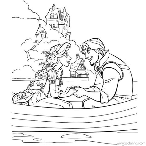 tangled coloring pages rapunzel  flynn   boat xcoloringscom