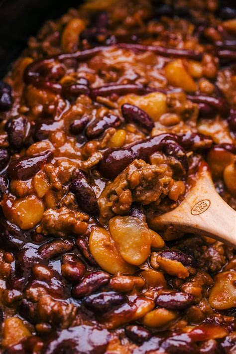 slow cooker baked beans  food cafe   yum