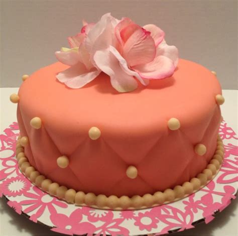 Fancy Birthday Cake Coral And Cream Colored Moist