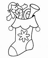 Stocking Christmas Coloring Pages Girls Kids sketch template