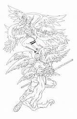 Angemon Angewomon Lineart Digimon sketch template