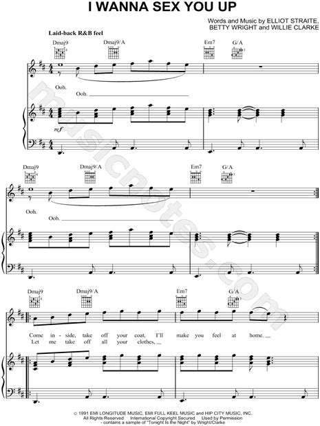 Color Me Badd I Wanna Sex You Up Sheet Music In D Major Download