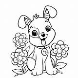 Kleurplaten Schattige Hond Honden Bloemen نقاشی رنگ امیزی کودکان برای Verjaardag Uitprinten Tussen ساده Kleurboek Dieren Hondje Downloaden Silhouet Paard sketch template