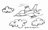 Pesawat Tempur Mewarnai Gambar Putih Contoh Terbang Lukisan Belajar Warna sketch template