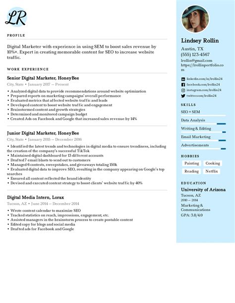 Digital Media Marketer Resume Example And Writing Tips For 2021