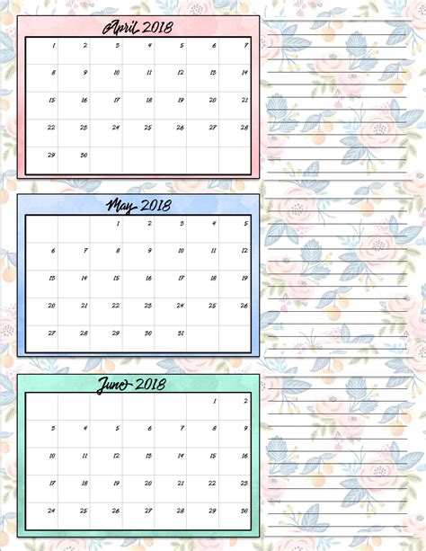 printable  quarterly calendars  designs