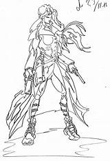 Warrior Coloring Pages Female Anime Girl Princess Armor Template Library God Sketch Codes Insertion Popular sketch template