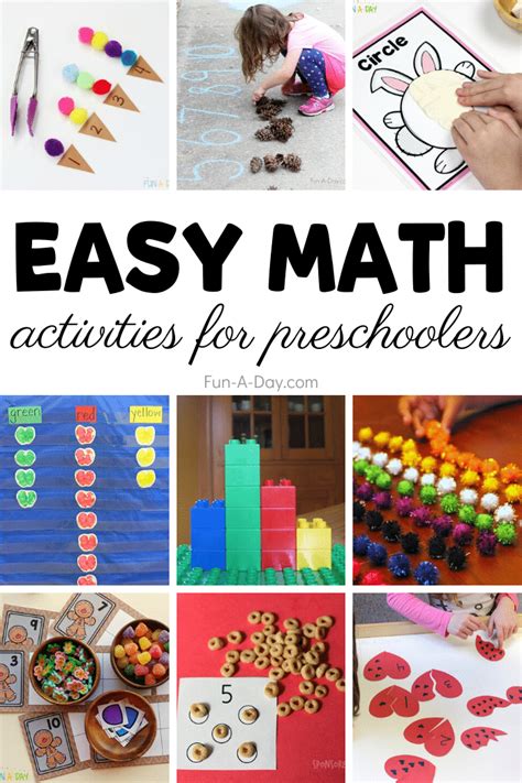 easy math activities  preschoolers    home  school fun  day