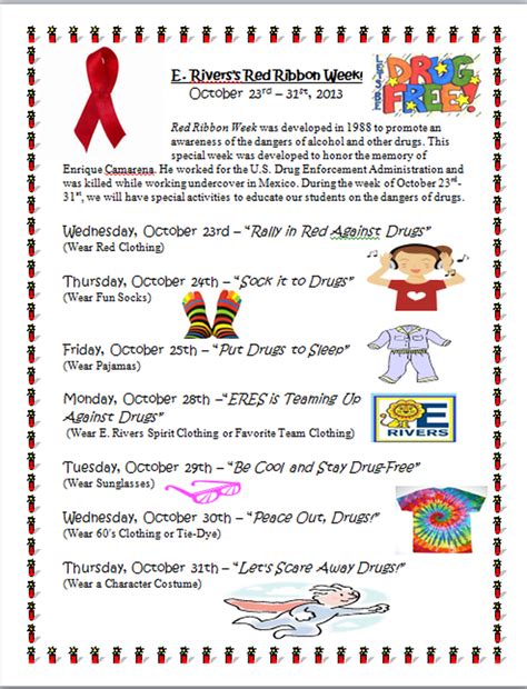 red ribbon week flyer includes rationale dress  spirit attire