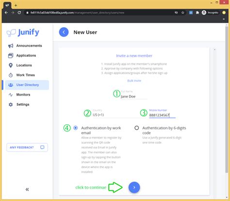 user directory add  member junify corporation