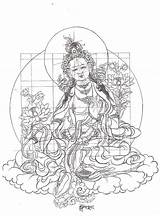 Thangka Painting Tibetan Tara Coloring Sketch Green Visit Buddha Template Courses sketch template