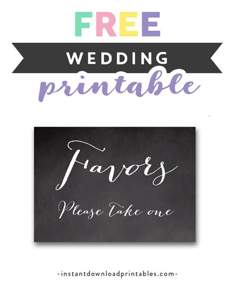 printable wedding sign chalkboard favors