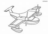 Coloring Seaplane Pilot Airplanes sketch template