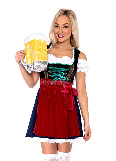 Ladies Beer Maid Costume Wench German Heidi Oktoberfest