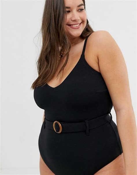 new look curve belted swimsuit best plus size one piece swimsuits 2019 popsugar fashion photo 7
