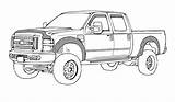 Truck Coloring Drawing Ford Trucks Drawings Pages Ram Dodge Sketch Line Jacked 4x4 Car Cars Monster Semi Pickup Tractor Printable sketch template