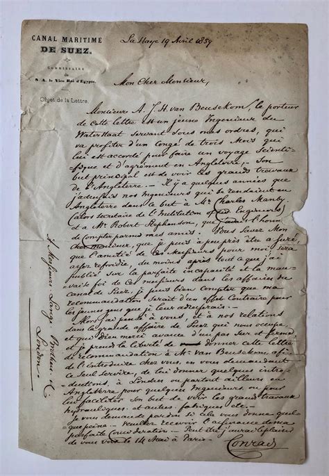 manuscript conrad van beusekom  van ir conrad la haye  aan messrs lange brothers