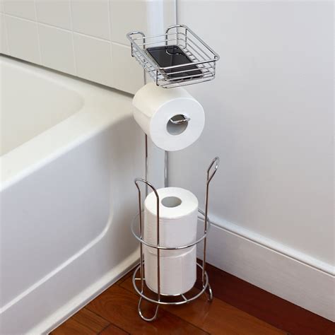 home basics chrome toilet paper holder  shelf walmartcom