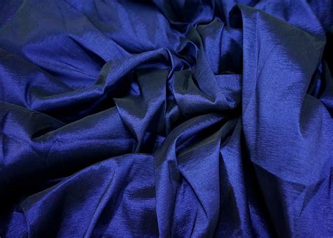 stretch taffeta faux silk fabric midnight blue bangkok thai silk