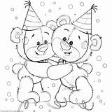 Coloring Bear Birthday Pages Teddy Party Happy Cute Getcoloringpages Book Choose Board Kids sketch template
