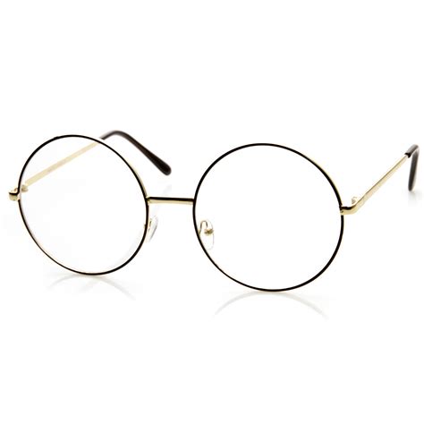 large oversized metal frame clear lens  circle eye glasses ebay