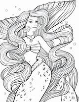Mermaid Coloring Adult Pages Printable Adults Print Book Fairy Visit Pdf Kids sketch template