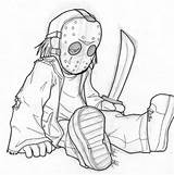 Jason Voorhees Drawing Coloring Baby Vorhees Mask Drawings Outline Pages Horror Movie Cartoon Sketch Sketches Character Getdrawings Template sketch template