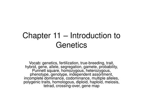 Ppt Chapter 11 – Introduction To Genetics Powerpoint Presentation