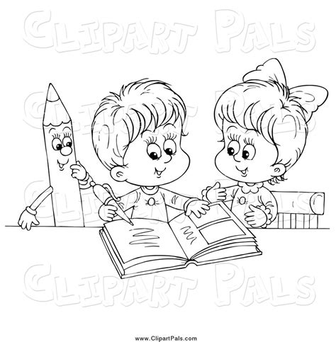 children writing coloring page clip art library