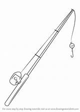 Fishing Pole Draw Drawing Fish Step Objects Everyday Drawings Learn Paintingvalley Tutorials sketch template