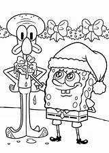 Spongebob Christmas Coloring Pages Printable Kids Colouring Color Sheets sketch template
